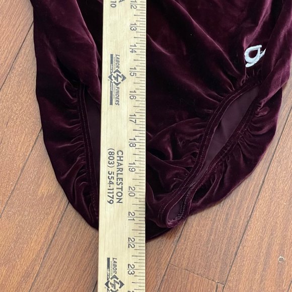 New GK Elite Sportswear Burgundy Velour Gem Dance Ballet Leotard Adult Large - Picture 9 of 15